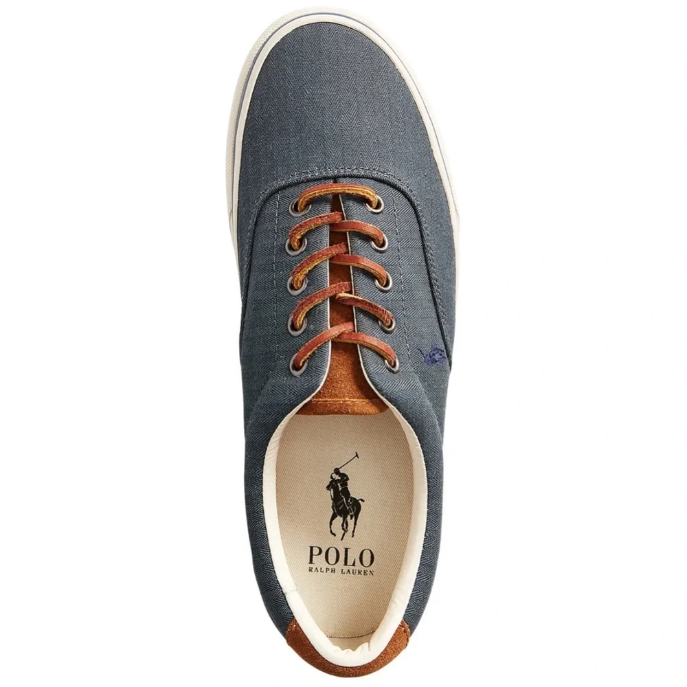 Polo Ralph Lauren Keaton Suede Trim Herringbone Sneakers- Size 8.5
